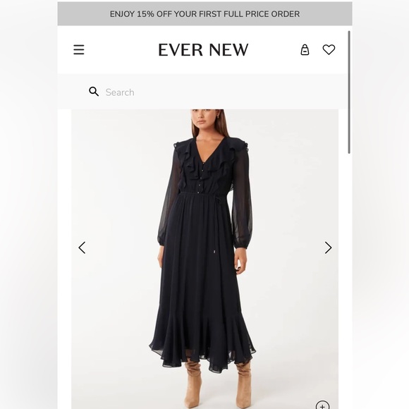 Ever New Lana Ruffle-Neck Midi Dress (US-4) - Picture 1 of 1